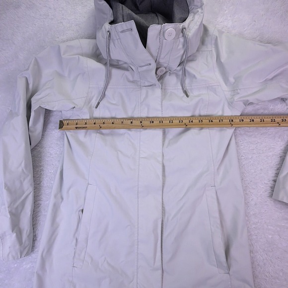 Helly Hansen Women's Large Full-Zip Long Rain Jacket Hooded White Zip Pockets - Picture 6 of 10